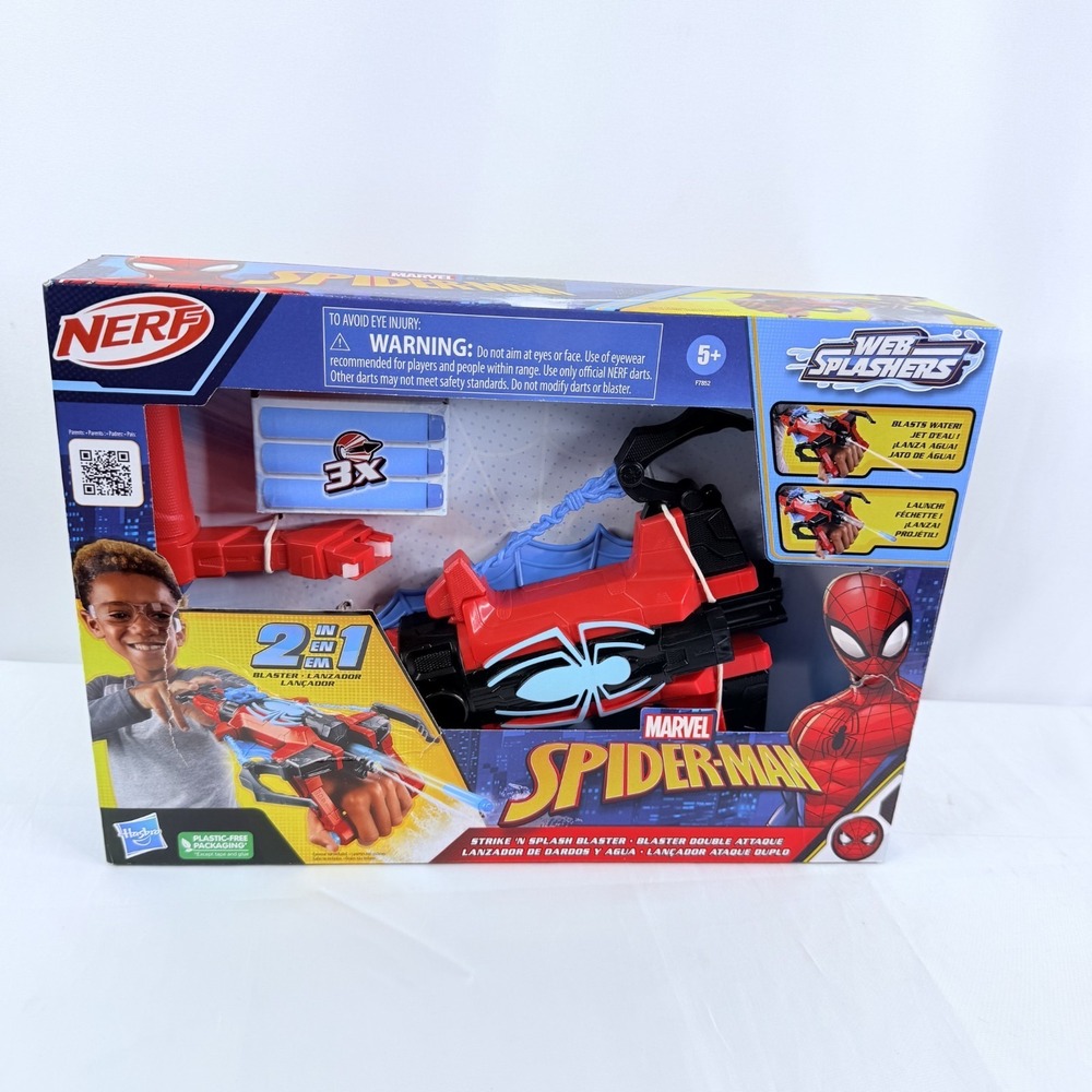 NERF Marvel Spider-Man Strike 'N Splash Web Blaster 2-IN-1 Blast Darts/Water
